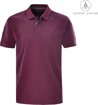 Chris Cayne herenpolo - M - bordeaux/navy - polokraag - korte mouw - pique - borstzak