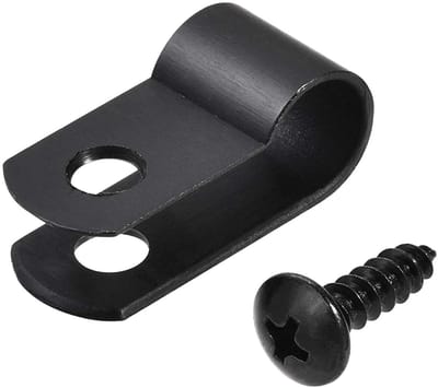 50 Stuks Nylon R Type Kabelklem Clips, 6.4mm Plastic Kabel Clips, Bevestigingsset voor Elektrische Kabels en Draadbeheer, Zwart