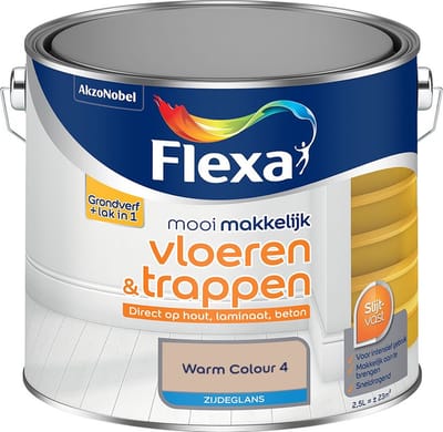 Flexa - Mooi Makkelijk Vloeren & Trappen Zijdeglans - Warm Colour 4 - Mengverf - 2,5 L
