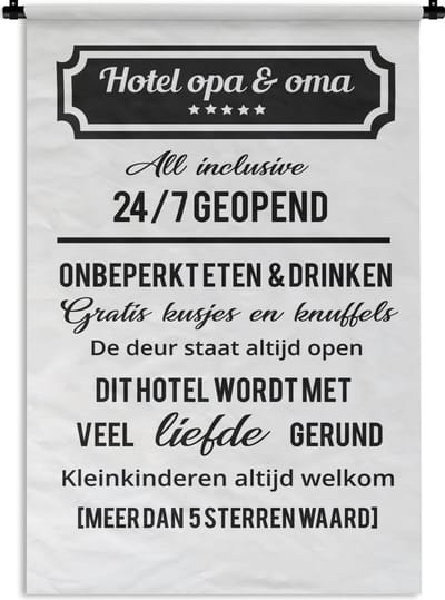 Wandkleed Vaderdag - Vaderdag cadeau - Hotel opa en oma Wandkleed katoen 120x180 cm - Wandtapijt met foto XXL / Groot formaat!