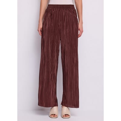 broek plisse vrouw bruin