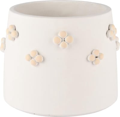 Dekoratief | Bloempot m/bloemen, wit, cement, 20x20x16cm | A250631