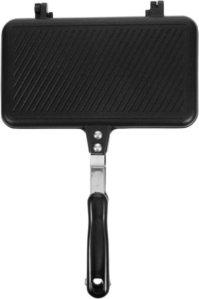 Sandwichpan Dubbelzijdig - Brood Pan - Ontbijt Maken - Antiaanbaklaag - 35 cm - Zwart