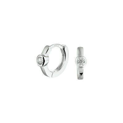 Zilver Gerhodineerd Klapoorringen Zirkonia 1332683