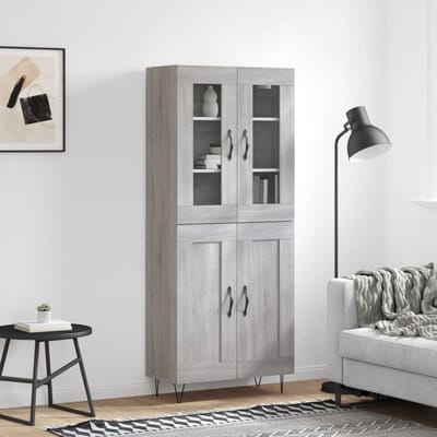 vidaXL - Hoge - kast - 69,5x34x180 - cm - bewerkt - hout - grijs - sonoma - eikenkleurig