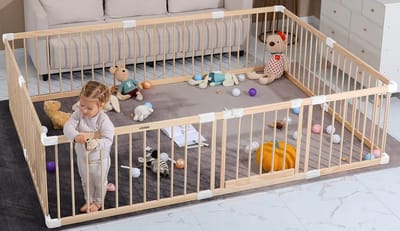 Houten Grondbox Baby met Deurtje - 160x180 cm / 170x170 cm - Kliksysteem