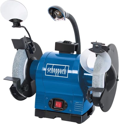 Slijpmachine - Werkbank Slijper - Metaal Bewerken - Stille Inductiemotor - 200 mm Schijf - Blauw zilver