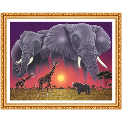 3D DIY Diamond schilderij Cross Stitch Kit volledige ronde diamant borduurwerk Giraffe olifant 3D diamant 20X30CM