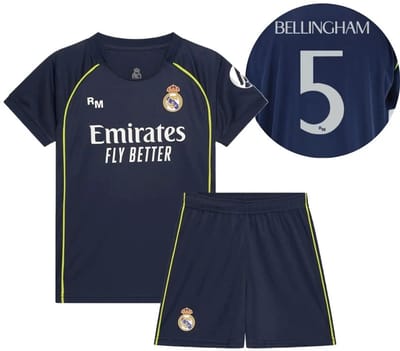 Real Madrid Voetbaltenue Bellingham Uit - 2025-2026 - Voetbaltenue Kinderen - Shirt en Broekje - Jongens en Meisjes --128