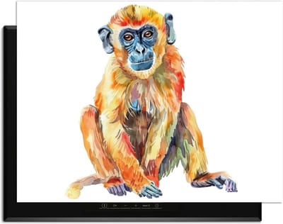 KitchenArt - Colorful Monkey – Inductie Beschermer - 81.2x52.7 cm - Kookplaat Beschermer - Luxe Afdekplaat Inductieplaat - Anti-slip & Oprolbaar - Beschermmat Inductiekookplaat