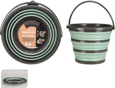 Redcliffs Opvouwbare emmer - groen/grijs - 10 liter - Camping emmer - kunststof