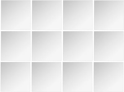 5Five Plak spiegels tegels - 12x stuks - glas - zelfklevend - 30 x 30 cm - vierkantjes - muur/deur/wand
