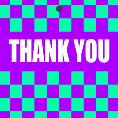 Cadeaukaartje – “Thank you” – 20 Stuks – Neon - 7mm x 7mm - Wenskaartje - Met boorgaatje - Serie: NEON NOTES - Fluor / Neon Kleuren