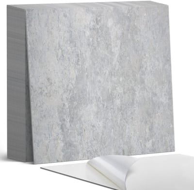Coloray Plaktegels - Natuursteen textuur Zelfklevende Tegels - 20 cm x 20 cm - Grijs Plaktegels - 20 stuks - Vierkant PVC Tegels - Plaktegels Badkamer - Plaktegels Vloer - Vinyltegels Vloer Zelfklevend - Wandtegel Zelfklevend