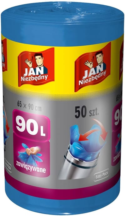 Jan Niezbędny Easy-Pack - Vuilniszakken - 90L - Sterk - Blauwe Kleur - Hersluitbare Tape