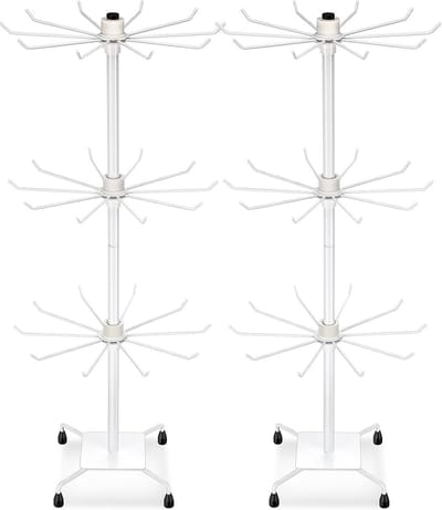 Roterend Sieradenrek met 3 Niveaus - Metalen Display voor Kettingen, Oorbellen en Sleutelhangers