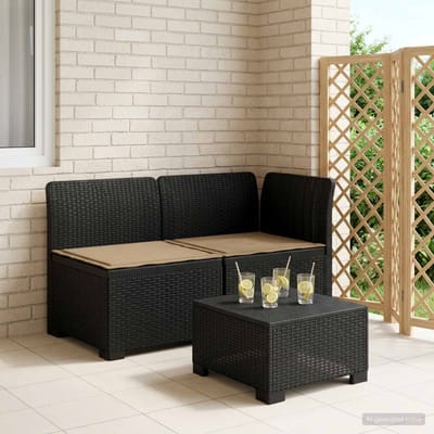 vidaXL - Twee-zits - Tuin - Sofa - met - Kussens - Rieten - Look - 2-zits - PP - Antraciet