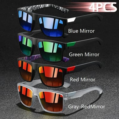 4 STuks Vintage Vierkante Zonnebrillen Mannen Luxe Designer Zonnebrillen Anti-reflecterend Retro UV400 Brillen voor Vissen Rijden