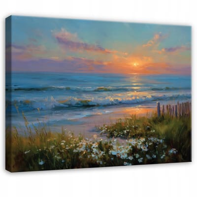 WALLARENA - Schilderij op canvas - 100x70 cm - strand en zee - natuur wanddecoratie woonkamer en slaapkamer