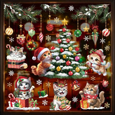 Dailygoods- Raamstickers Kerst - 3D Raamstickers - Dubbelzijdige Plakstickers - Waterdichte Decoratie - Herbruikbaar - Veilig PVC Materiaal - Raamdecoratie