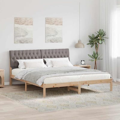 vidaXL - Bedframe - met - Gevoerde - Hoofdbord - Bruin - 180 - x - 200 - cm