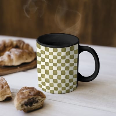 Magische Mok - Foto op Warmte Mokken - Koffiemok - Schaak - Patroon - Groen - Magic Mok - Beker - 350 ML - Theemok