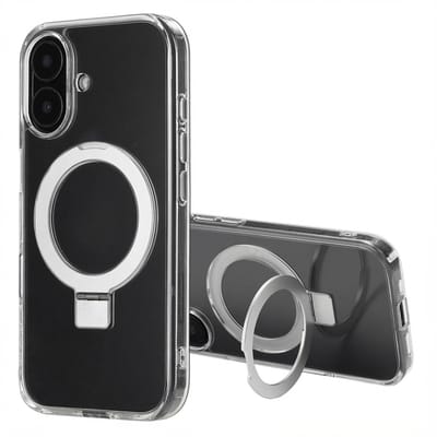 Accezz Hoesje - Geschikt voor Apple iPhone 16 - Ring Stand Backcover geschikt voor MagSafe - Transparant