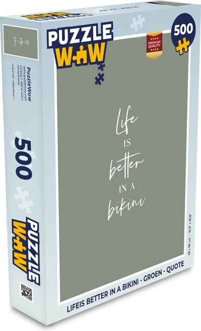 Puzzel Life is better in a bikini - Groen - Quote - Legpuzzel - Puzzel 500 stukjes