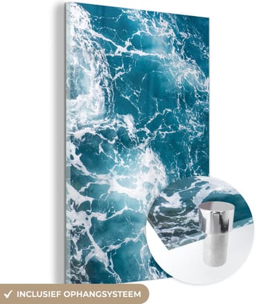 ® Glasschilderij 120x180 cm - Schilderij acrylglas - Zee - Golf - Oceaan - Foto op glas - Muurdecoratie woonkamer - Wanddecoratie slaapkamer - Schilderijen