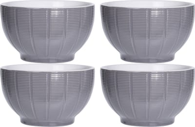 Excellent Houseware Soepkommen/serveer schaaltjes - 4x - Venice- keramiek - D14 x H8 cm - steengrijs