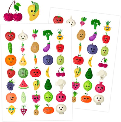 Groente en Fruit Stickers - 3 Stickervellen - 105 Beloningsstickers voor Kinderen