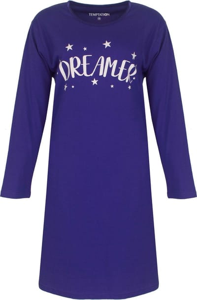 Temptation Dames Nachthemd - Bigshirt - Lila - Maat M