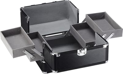 Designer Beautycase Make-upkoffer Cosmeticakoffer - 21 x 17 x 17 cm - Zwart - Sieradenvak - Reis-box nagelstyliste koffer