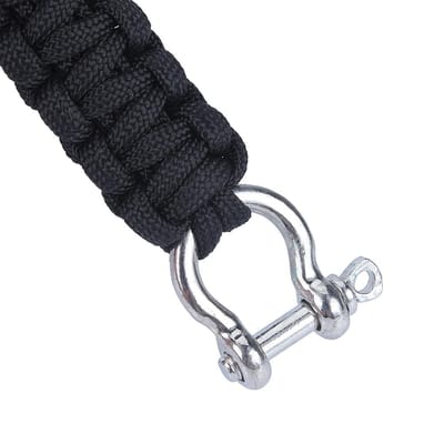 Bracelet de survie tissé en paracorde militaire 550 avec boucle en acier inoxydable et kit pour l'extérieur black