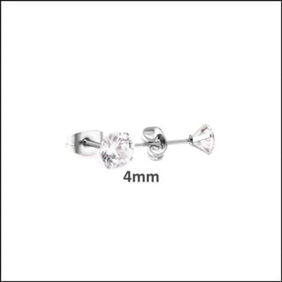 Aramat Jewels | Oorbellen | Elegante Stalen Oorbellen met Zirkonia steen | Zilverkleurig / 4mm | | | Staal | Kinderen, Volwassenen | Verkleurd niet