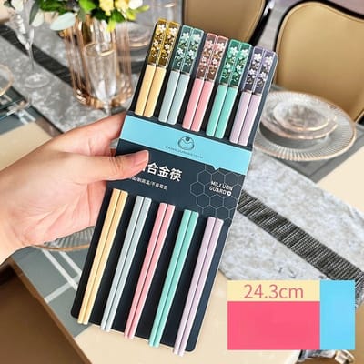 Lot de 5 paires de baguettes pour aliments antidérapantes, baguettes chinoises réutilisables, ustensiles de cuisine, cadeau