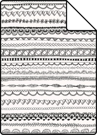 Proefstaal ESTAhome behang kanten linten zwart en wit - 26.5 x 21 cm - 138841-S