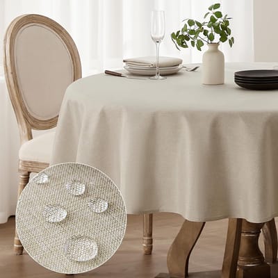 Famanu - Waterafstotend tafellinnen met linnenlook en vlekbescherming voor binnen en buiten