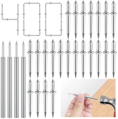 Dubbele kopspijkers set van 400 stuks, 2,5 cm, met hulsgereedschap voor naadloze installatie van plinten en woondecoratie