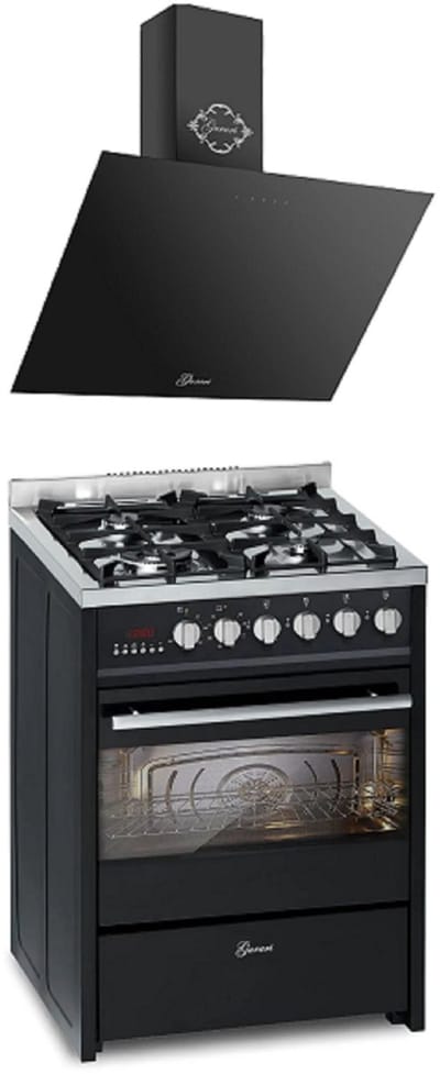 GURARI GCH E 610 BL, gasfornuis vrijstaand 60 cm+GCH D 286 BL Prime Afzuigkap 60 cm