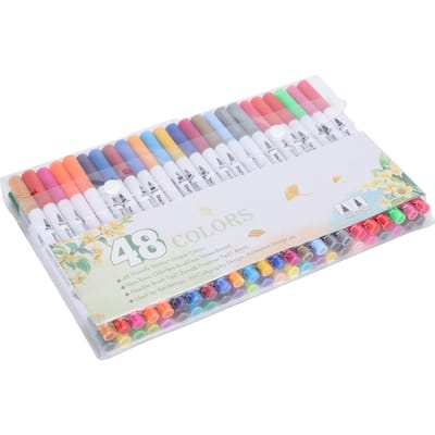48 Stuks Permanente Markers Waterverf Assorti Kleuren Fijne Punt Dubbele Punt Schildergereedschap white