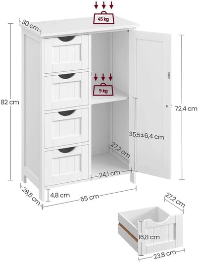 Badkamerkast - Badkamer Kast - Badkamer Kastje - Badkamerkasten Laag - Badkamerkastje - Badkamer Kastje - Kast - Badkamer - Wit - Badkamerkast - Badkamer Accessoires - Badkamermeubel - Badkamermeubels