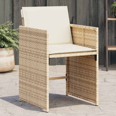 vidaXL Tuinstoelen 4 st met kussens poly rattan beige