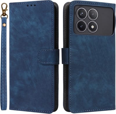 Coverup Hoesje - Geschikt voor Xiaomi Poco F6 Pro Hoesje - Coverup Book Case met Koord - Blauw
