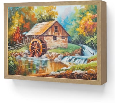 Wandlamp 40x30 cm - Oplaadbaar - Landschap - Schilderij - Huis - Kunst - Herfst - Wandlampen binnen woonkamer - Slaapkamer lamp - Decoratieve nachtlamp - Vloerlamp draadloos