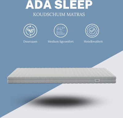Ada Matras 80x180 - Koudschuim HR+ - Ventilerend - 14cm - Gemiddeld Hardheid - Anti-allergisch - Wasbare hoes - Baby Peuter Kleuter