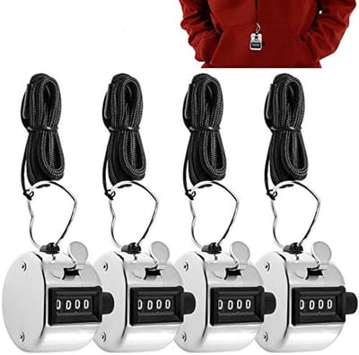 Digitale Handtellers - Mechanische Lap Trackers - Sportieve Activiteiten - Geen Batterijen Nodig - 4 Stuks - Zilver