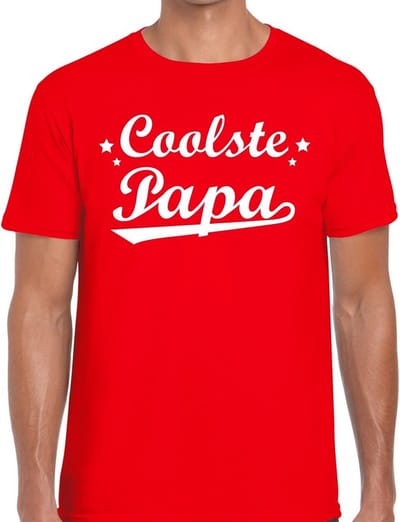Coolste papa t-shirt rood voor heren -  rood coolste papa cadeaushirt - vaderdag shirt S