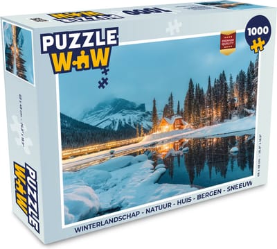 Puzzel Winterlandschap - Natuur - Huis - Bergen - Sneeuw - Legpuzzel - Puzzel 1000 stukjes volwassenen