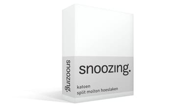 Snoozing - Katoen - Split - Molton - Hoeslaken - Lits-jumeaux - 180x200 cm - Wit